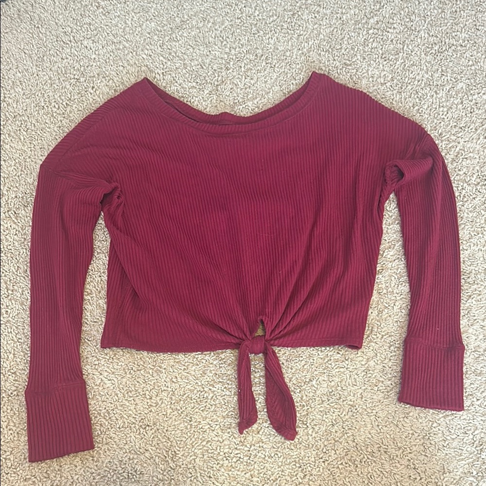 Abercrombie & Fitch Ribbed Tie-Front Top